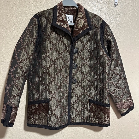 XIAO Quilted Embroidered Jacket Vintage Size Large Art To Wear‎ - Picture 1 of 8